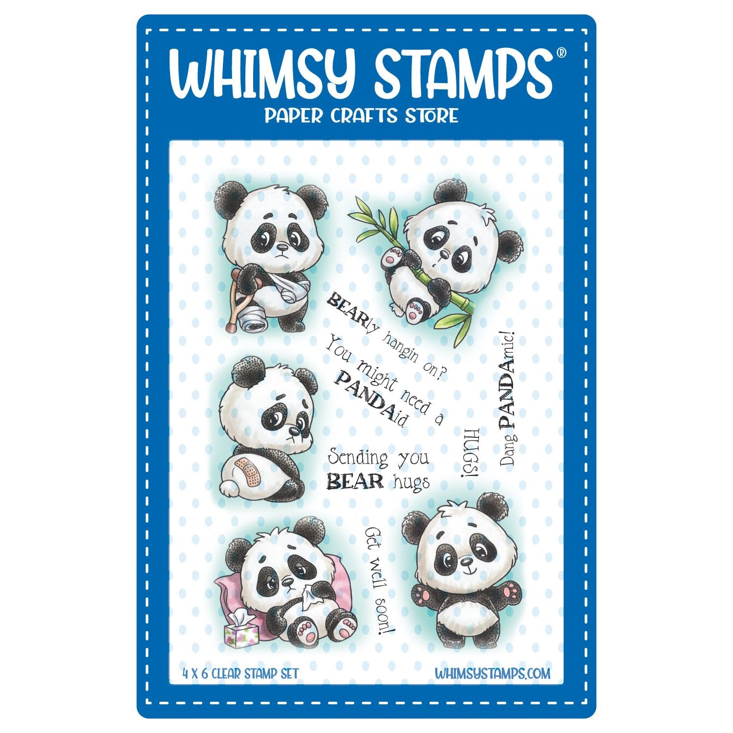 Whimsy Stamps Panda Get Well Clear Stamps 1239a