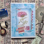 PaperArtsy Alison Bomber Cosmos Edition Cling Stamps ab051 pink flower sewing thread buttons card | color-code:ALT01