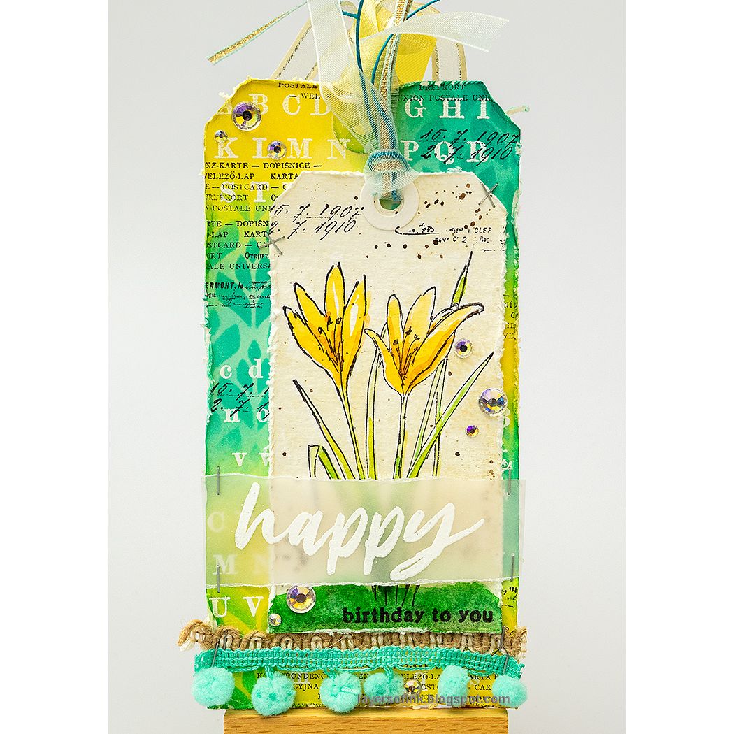 PaperArtsy Alison Bomber Crocus Cling Stamps ab045 yellow flowers happy birthday to you card | color-code:ALT01