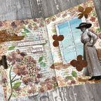 PaperArtsy Alison Bomber Hydrangea Edition Cling Stamps ab057 woman in hat brown flowers window happy card
