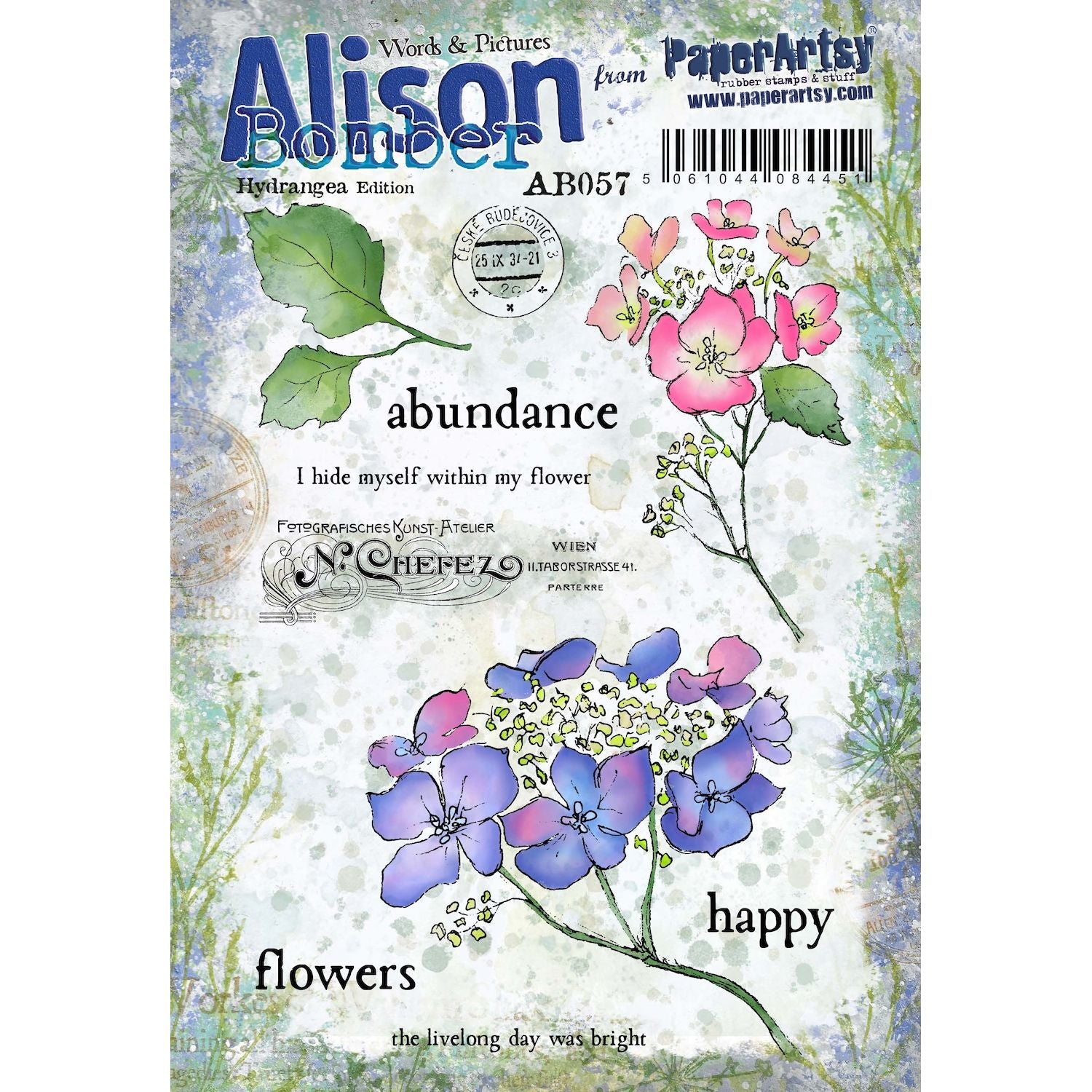 PaperArtsy Alison Bomber Hydrangea Edition Cling Stamps ab057a