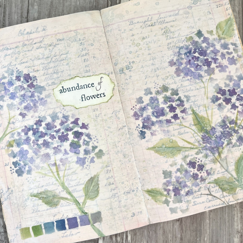 PaperArtsy Alison Bomber Large Stencil ps521 abundance of flowers purple 