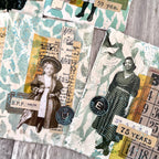 PaperArtsy Alison Bomber Large Stencil ps522 woman in dot dress little girl numbers