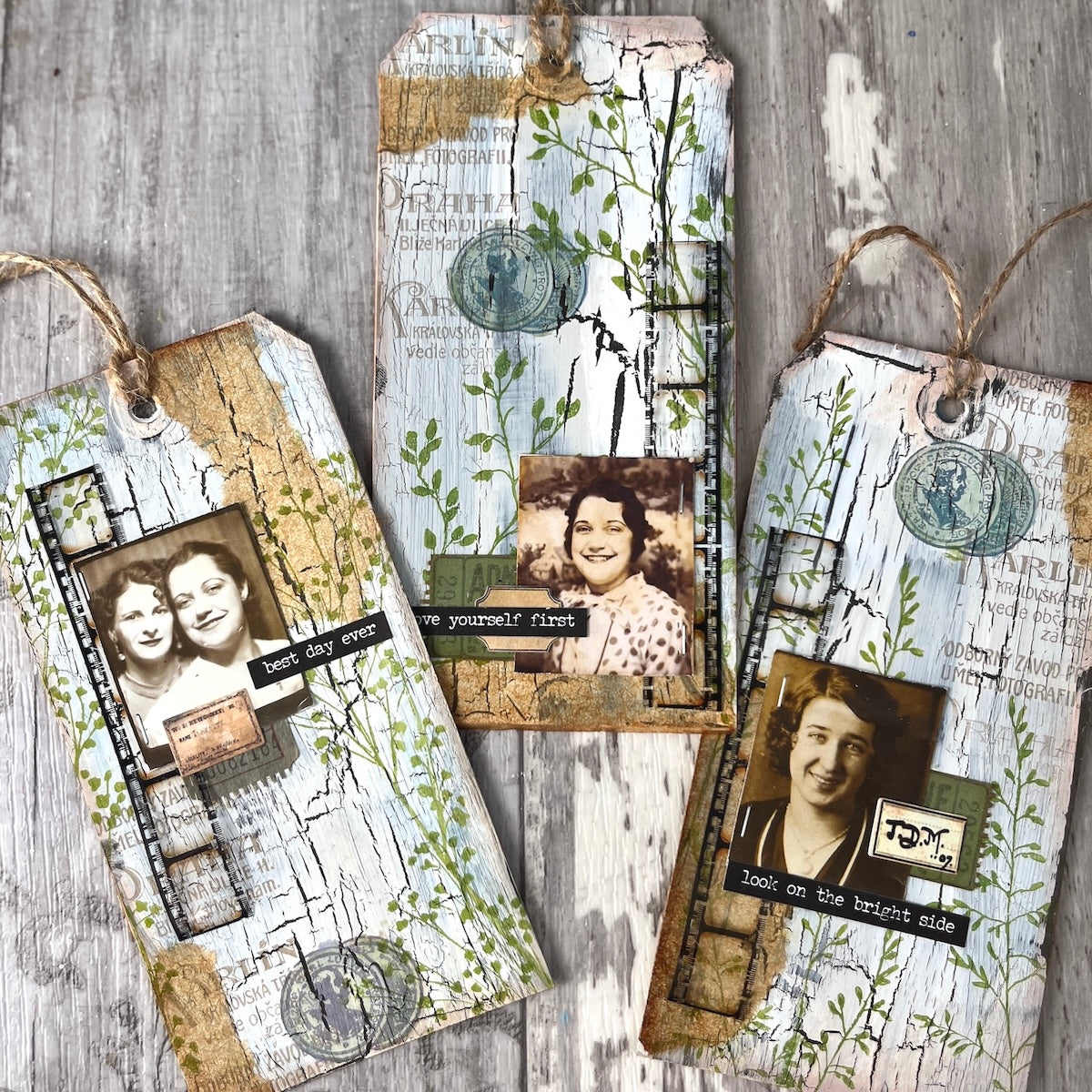 PaperArtsy Alison Bomber Meadow Grass Edition Cling Stamps ab058 leaves film brown string tags