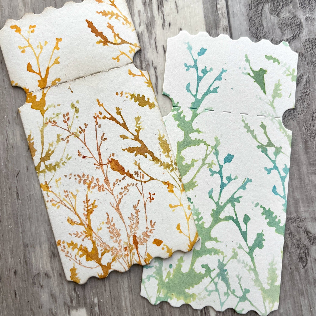PaperArtsy Alison Bomber Mini Cling Stamp abm010 orange and green leaf patterns tag cards