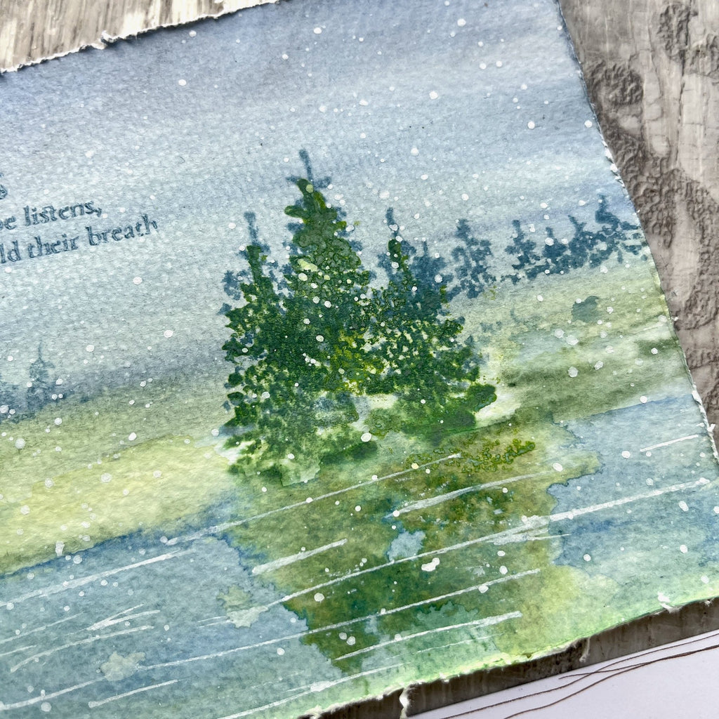 PaperArtsy Alison Bomber Mini Cling Stamp abm011 green trees on water