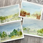 PaperArtsy Alison Bomber Mini Cling Stamp abm012 blue skies green and orange trees cards