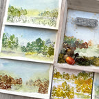 PaperArtsy Alison Bomber Mini Cling Stamp abm012 green trees orange trees cards