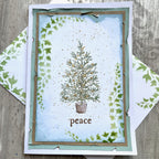 PaperArtsy Alison Bomber Mini Cling Stamp abm016 tree with gold ornaments peace card