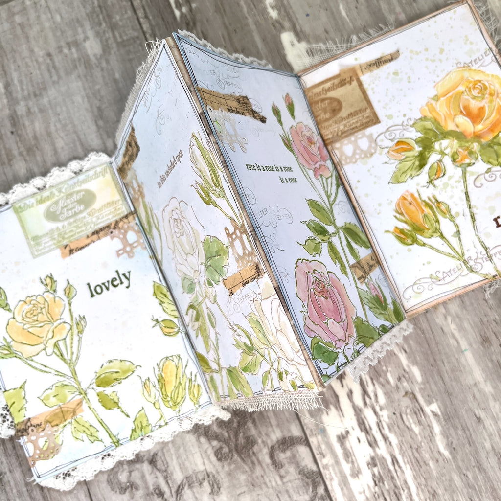 PaperArtsy Alison Bomber Rose Edition Cling Stamps ab059 orange flowers lovely trifold card