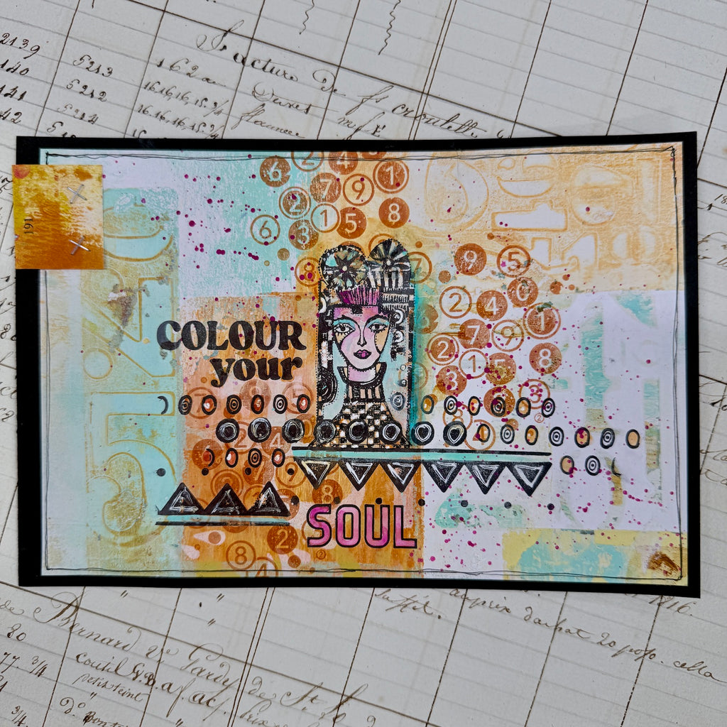 PaperArtsy Designer Collection 4 Cling Stamps epa04 numbers in circles colour your soul card