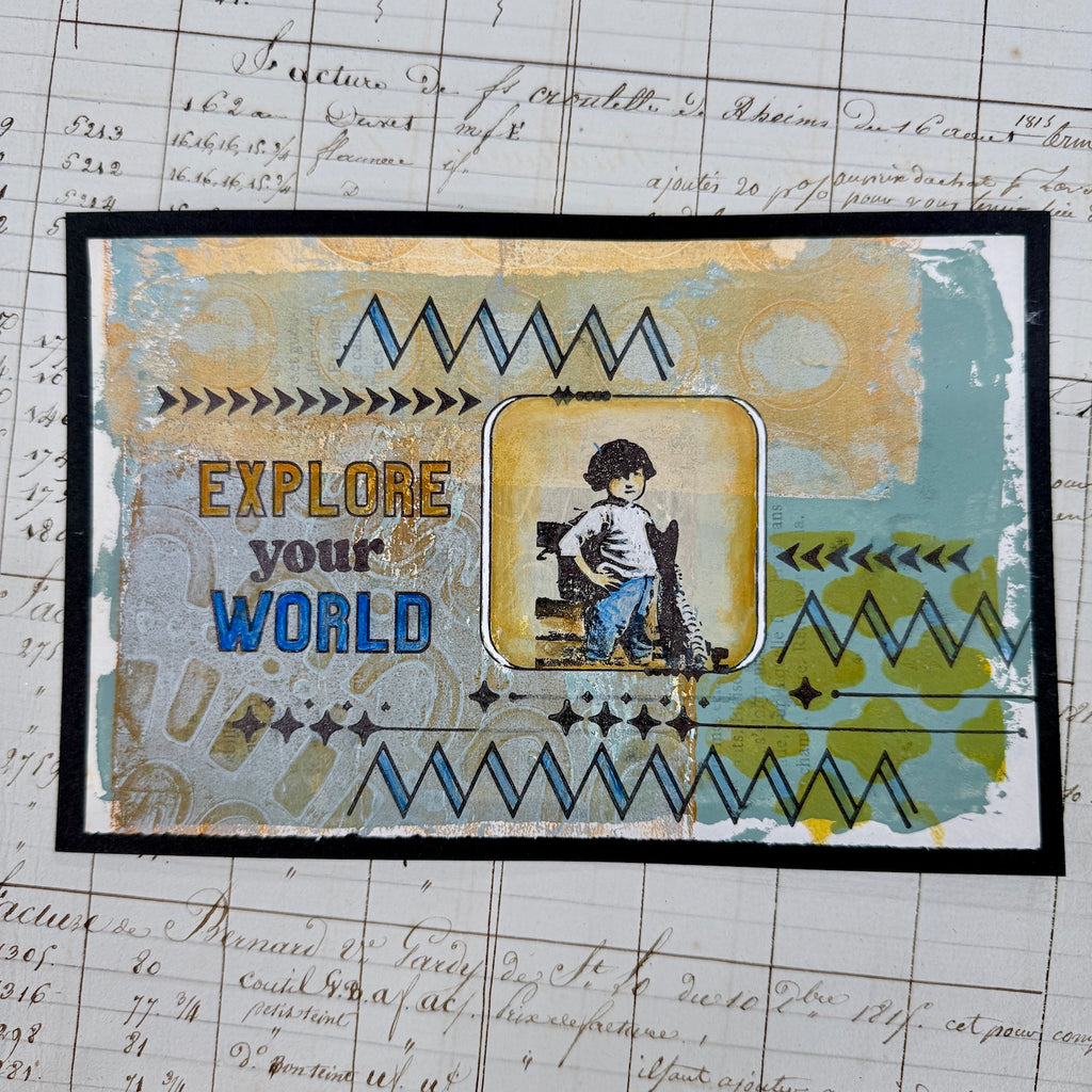 PaperArtsy Designer Collection 5 Cling Stamps epa05 arrows zig zags explore your world card
