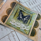 PaperArtsy Designer Collection Stencil ps541 butterfly half circles dots own that crown card