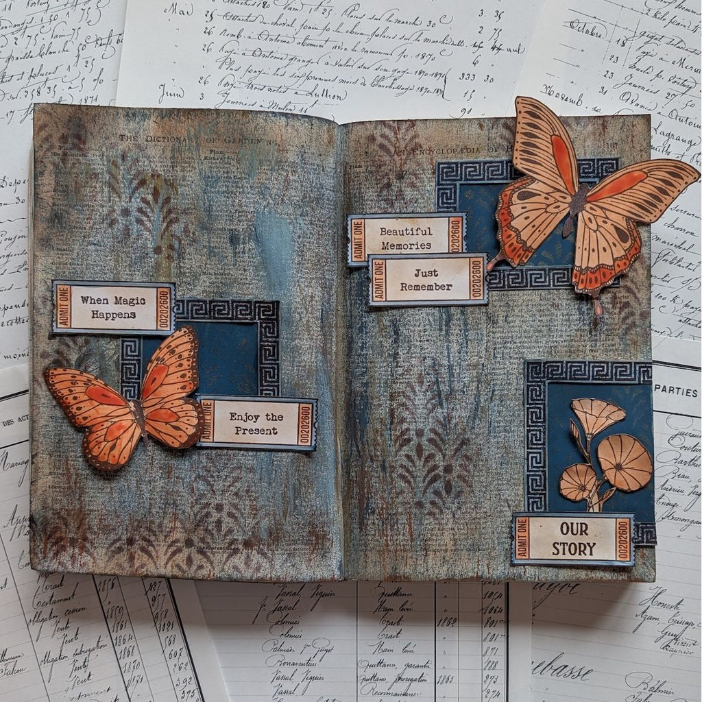 PaperArtsy Eclectica3 Scrapcosy Cling Stamps esc56 butterfly journal beautiful memories