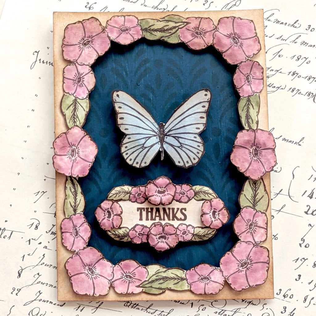 PaperArtsy Eclectica3 Scrapcosy Cling Stamps esc57 thanks butterfly floral card