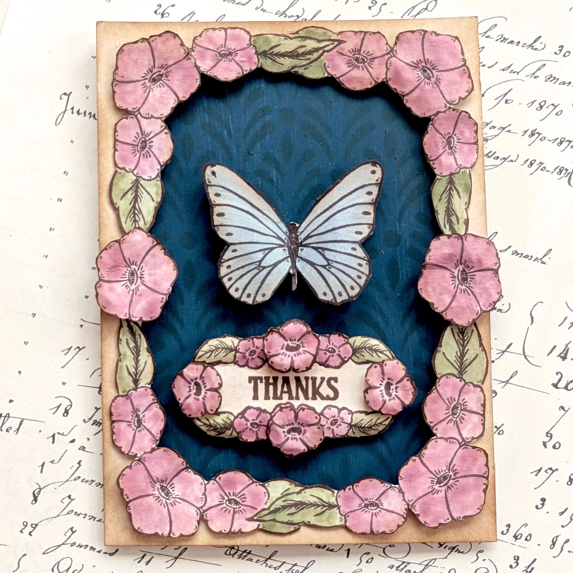 PaperArtsy Eclectica3 Scrapcosy Cling Stamps esc57 thanks butterfly floral card
