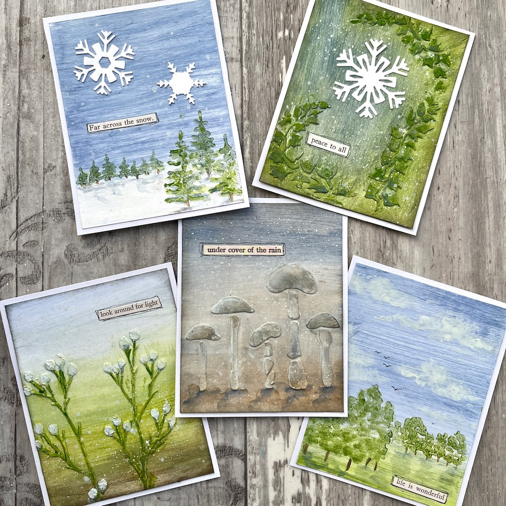 PaperArtsy Fresco Finish Misty Chalk Acrylic Paint ff241 white wash clouds mushrooms nature cards