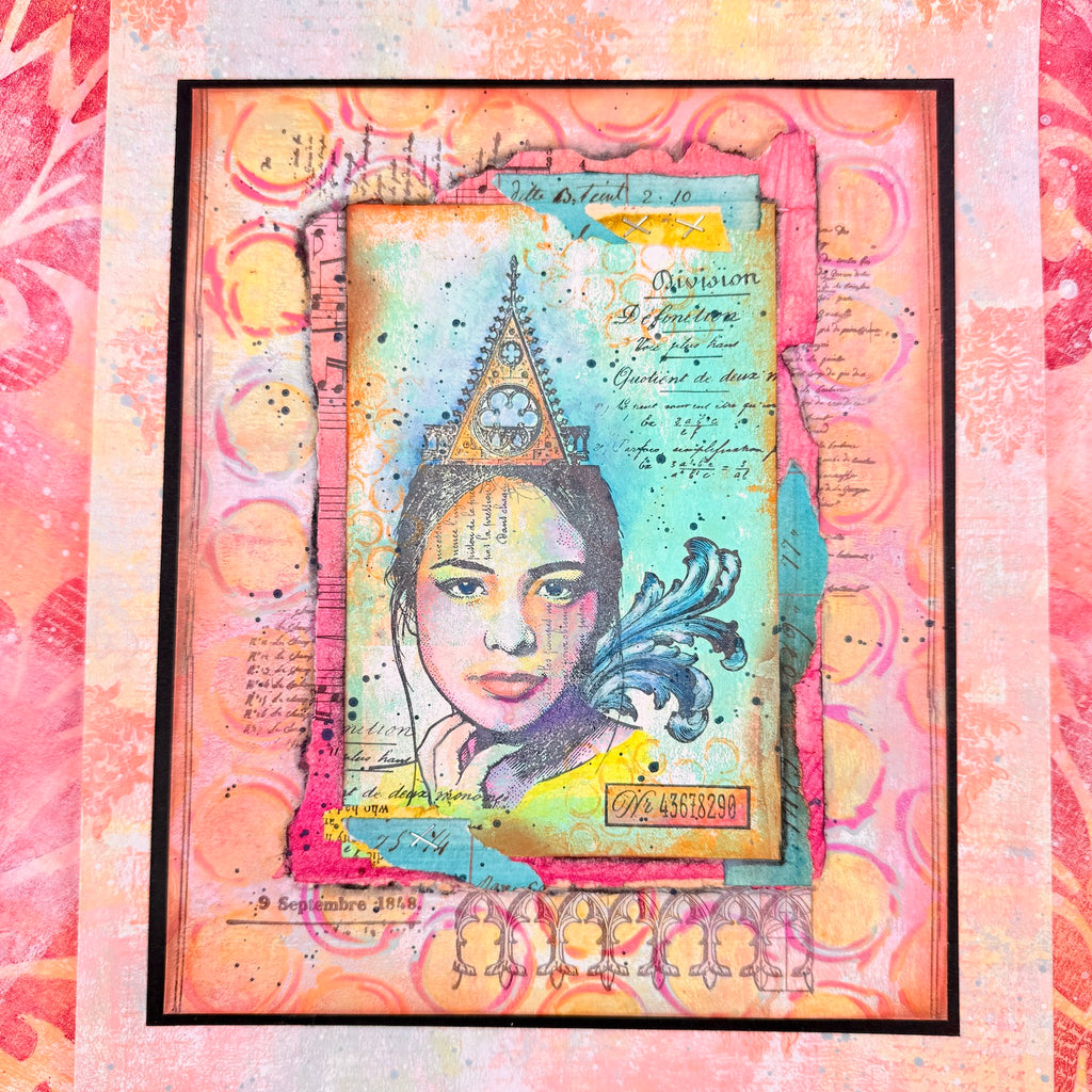 PaperArtsy Hot Pick 2604 Cling Stamps hp2604 pink circles numbers division pink layered card