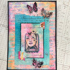 PaperArtsy Hot Pick Stencil ps544 pink butterfly moths dream seeker card