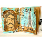 PaperArtsy Hot Picks Printed Tissue pt01 man with eyeglass eiffel tower journal | color-code:ALT02