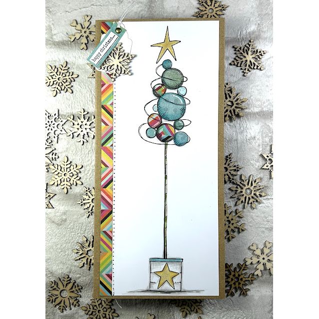 PaperArtsy JoFY 148 Cling Stamps jofy148 tall ornament tree card