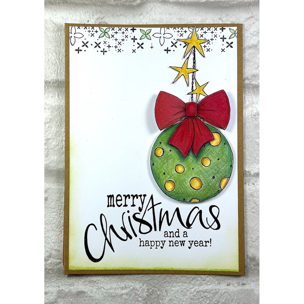 PaperArtsy JoFY 149 Cling Stamps jofy149 merry christmas and happy new year ornament card