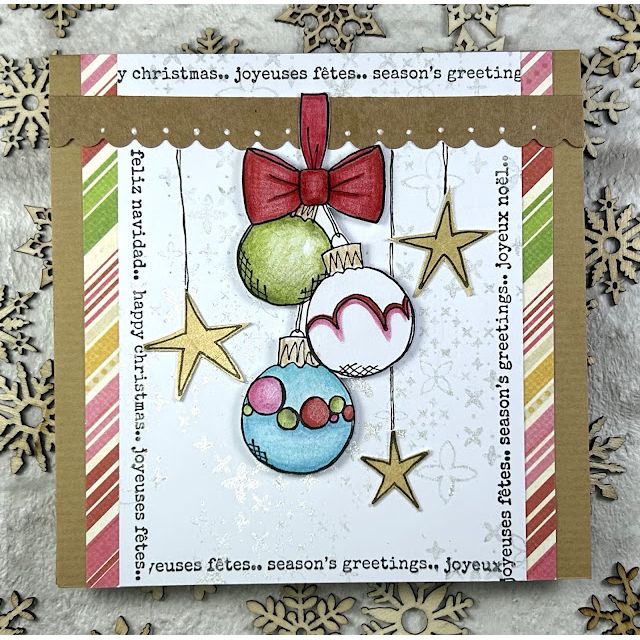 PaperArtsy JoFY 149 Cling Stamps jofy149 season's greetings ornament card