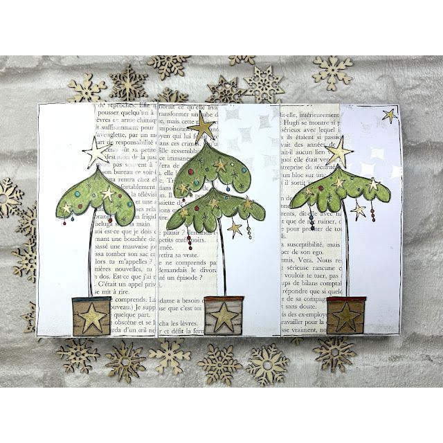 PaperArtsy JoFY 150 Cling Stamps jofy150  christmas tree trifold card