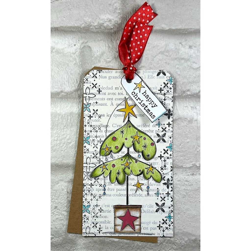 PaperArtsy JoFY 150 Cling Stamps jofy150 happy christmas tree tag