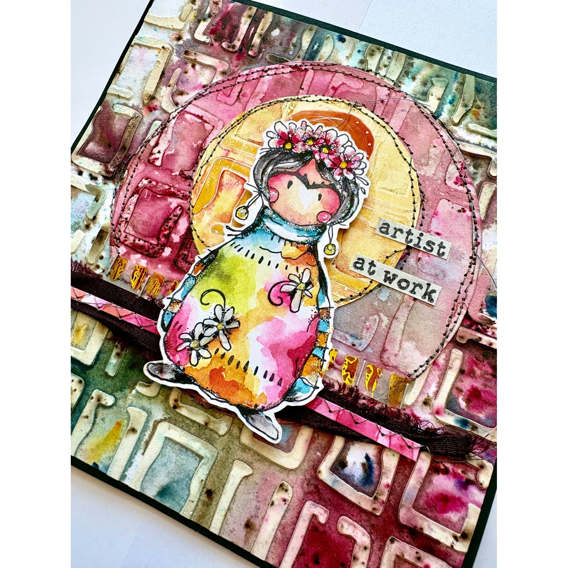 PaperArtsy Kate Crane Cling Stamps kc021 artist at work