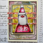 PaperArtsy Kate Crane Cling Stamps kc026 santa with red nose red stripes santa baby card