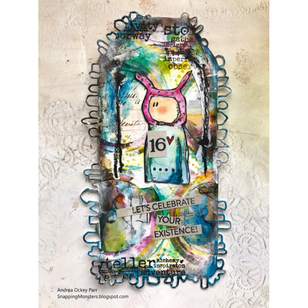 PaperArtsy Kate Crane Mini Cling Stamp kcm023 pink earred hat happy birthday card | color-code:ALT01
