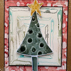 PaperArtsy Kate Crane Stencil ps531 christmas tree sparkle yellow star stitching trim card