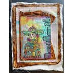 PaperArtsy Lynne Perrella Cling Stamps lpc082 woman in hat tie dye background cloth card