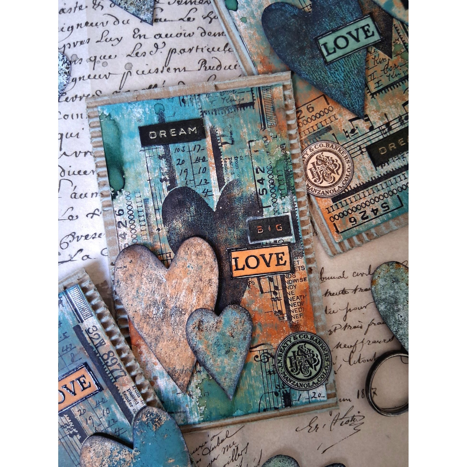 PaperArtsy Mags Woodcock Eclectica3 Cling Stamps emw005 hearts