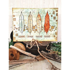 PaperArtsy Mags Woodcock Eclectica3 Cling Stamps emw007 colored long leaves  seasons card