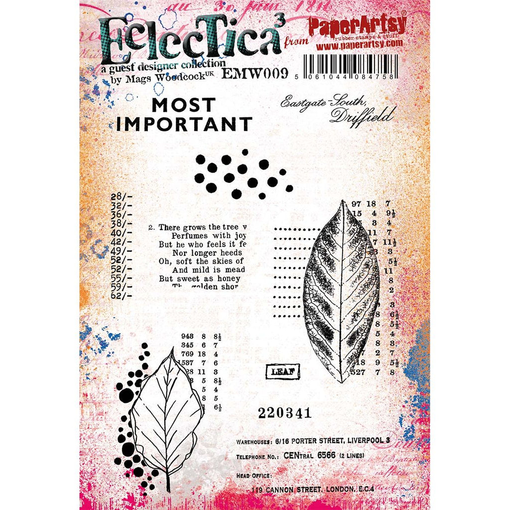 PaperArtsy Mags Woodcock Eclectica3 Cling Stamps emw009