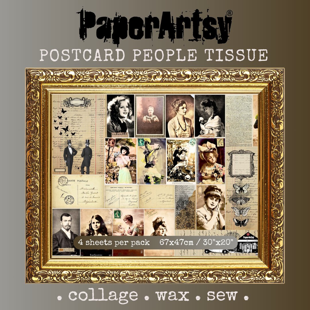 PaperArtsy Postcard People in Color Printed Tissue pt15