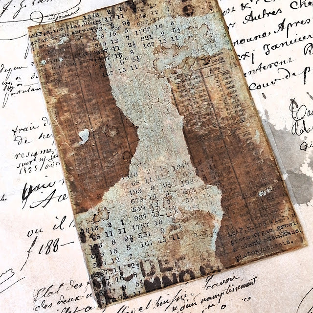 PaperArtsy Rusty Bits in Color Tissue pt17 walnut background