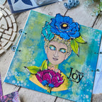 PaperArtsy Tracy Scott Cling Stamps ts107 blue flower purple flower peace joy love card
