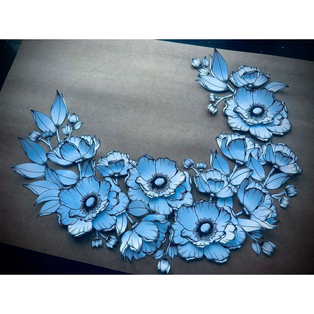 PaperArtsy Tracy Scott Cling Stamps ts108 blue flowers