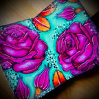 PaperArtsy Tracy Scott Cling Stamps ts111 pink roses orange leaves black and white dots card