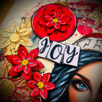 PaperArtsy Tracy Scott Cling Stamps ts112 red flowers gold flowers joy card