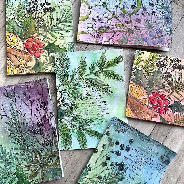 PaperArtsy Winter Botanicals in Color Tissue pt16 colorful foliage collage
