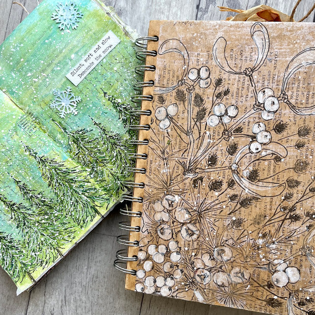 PaperArtsy Winter Botanicals in Color Tissue pt16 wintergreen trees and mistletoe