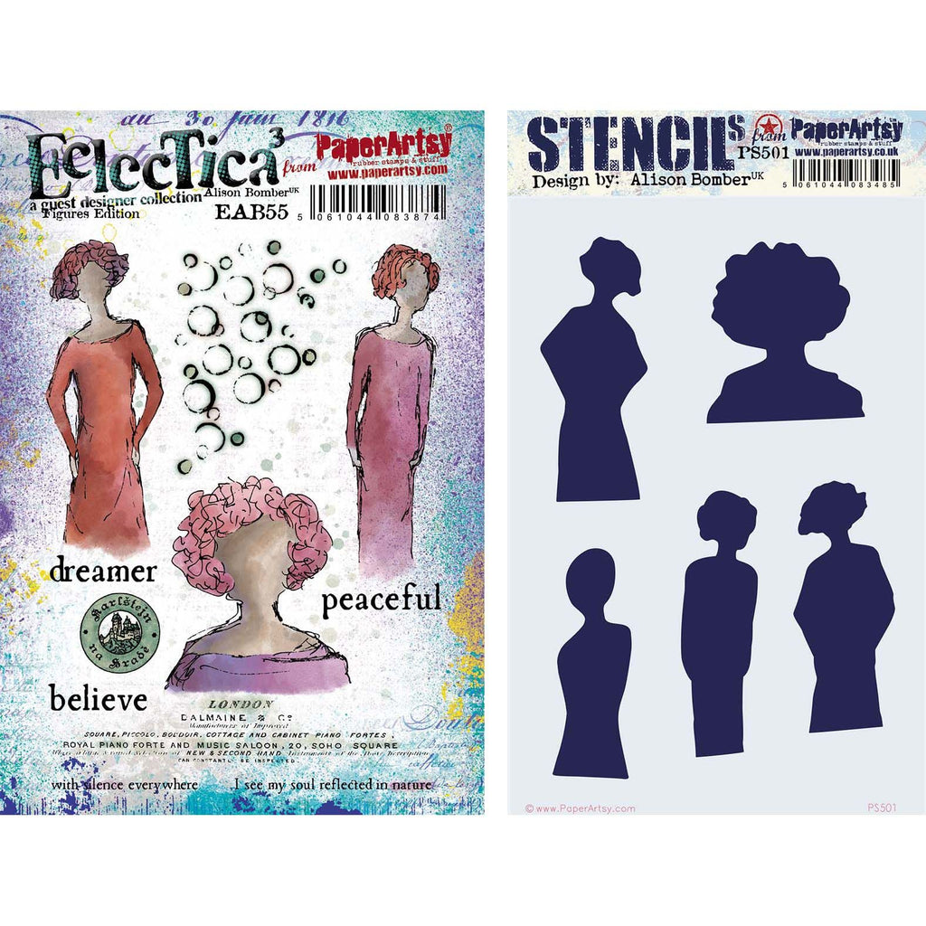 Paper Artsy Alison Bomber Figures Edition Stamp and Stencil Bundle