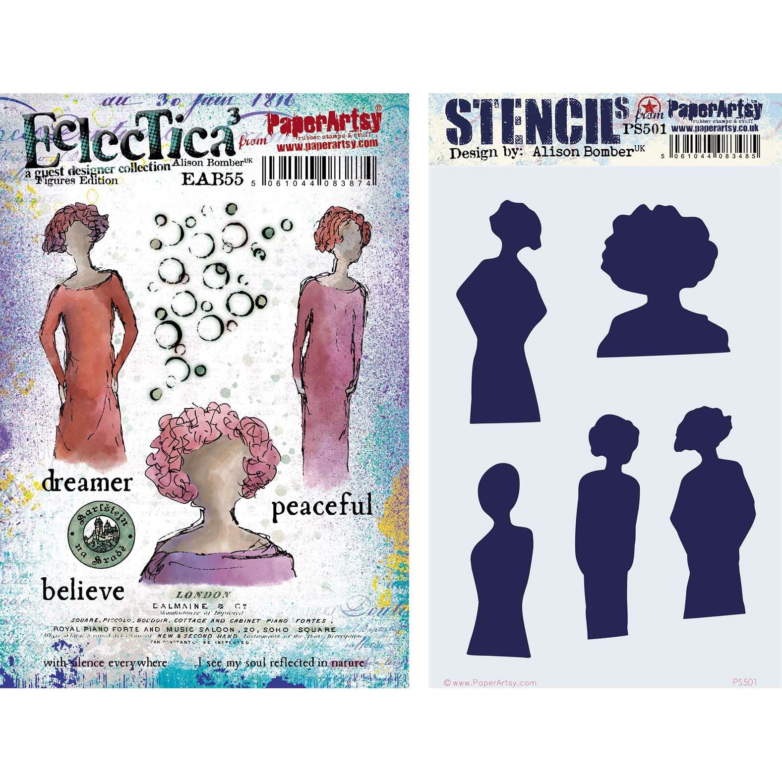 Paper Artsy Alison Bomber Figures Edition Stamp and Stencil Bundle