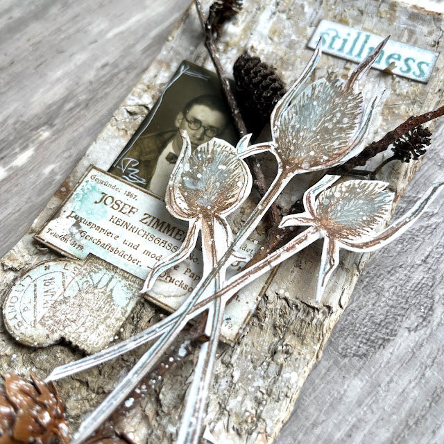 Paper Artsy Alison Bomber Winter Teasels Cling Stamps eab43 stillness