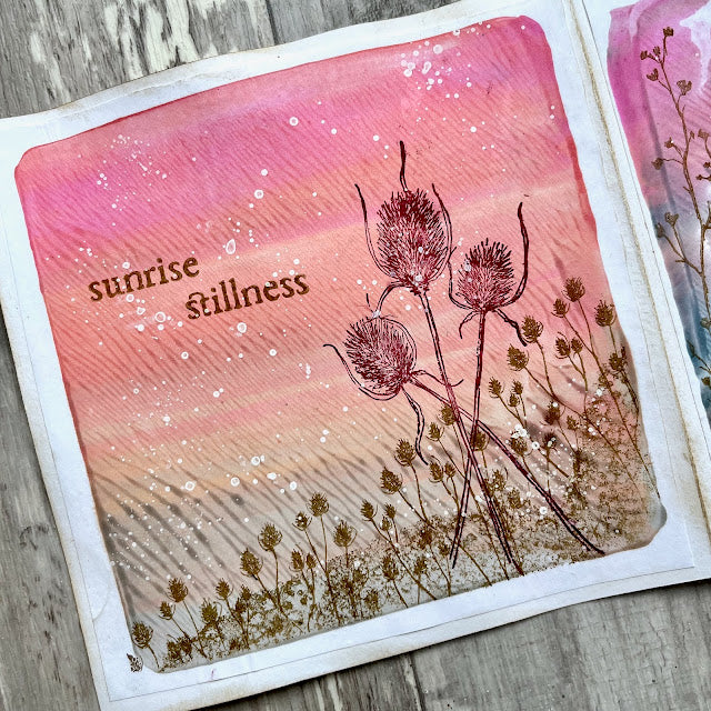 Paper Artsy Alison Bomber Winter Teasels Cling Stamps eab43 sunrise