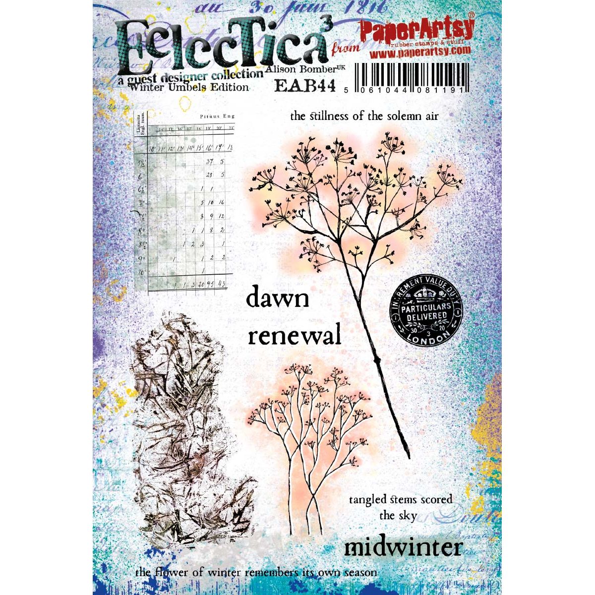 Paper Artsy Alison Bomber Winter Umbels Cling Stamps eab44